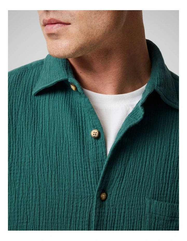 Adams Flat Short Sleeve Shirt in Bottle Green image 6