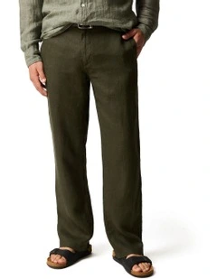 Resort Linen Pant in Dark Olive