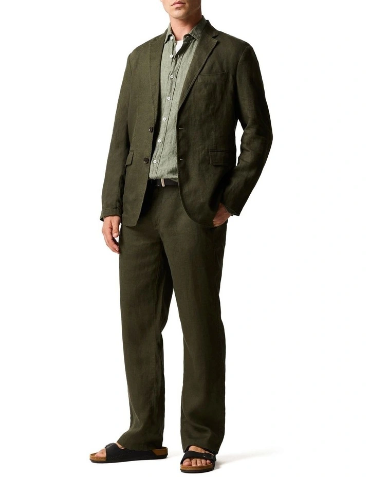 Resort Linen Pant in Dark Olive image 2
