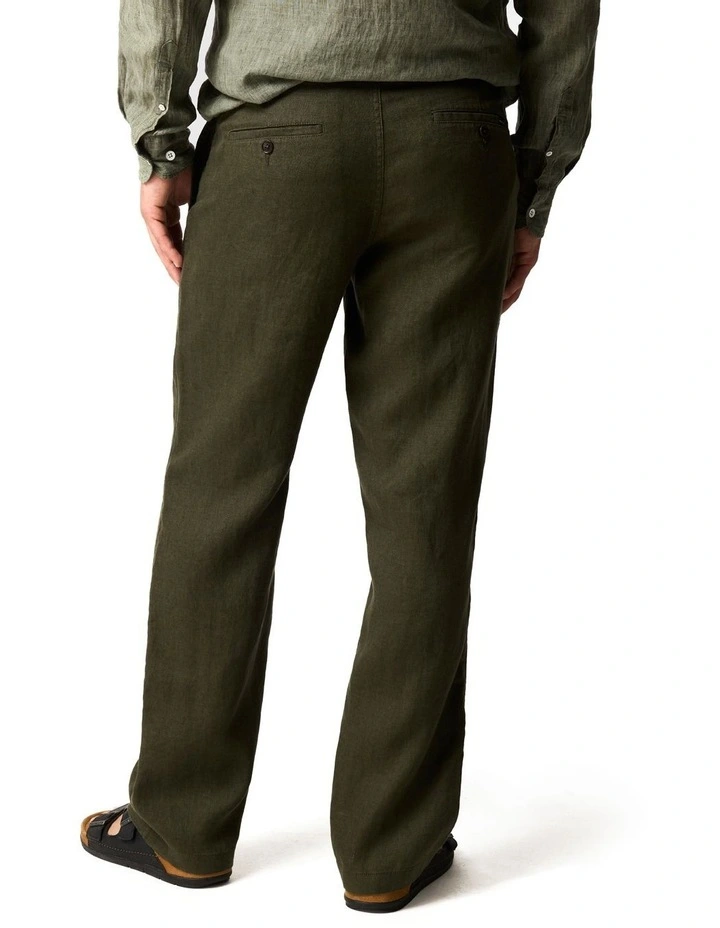 Resort Linen Pant in Dark Olive image 3