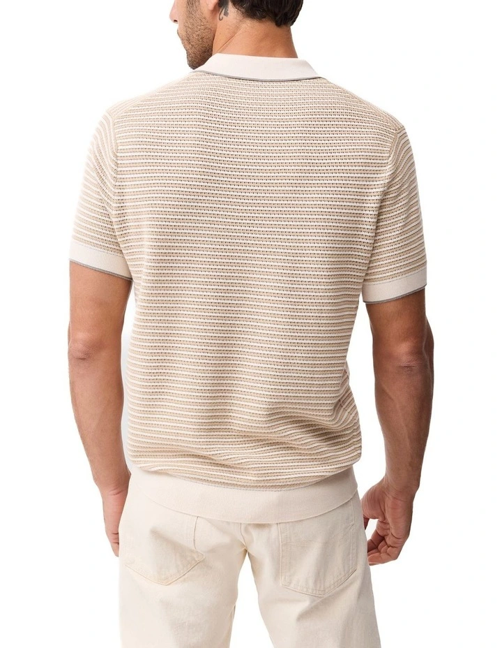 Oyster Island Knit Polo in Acorn image 3