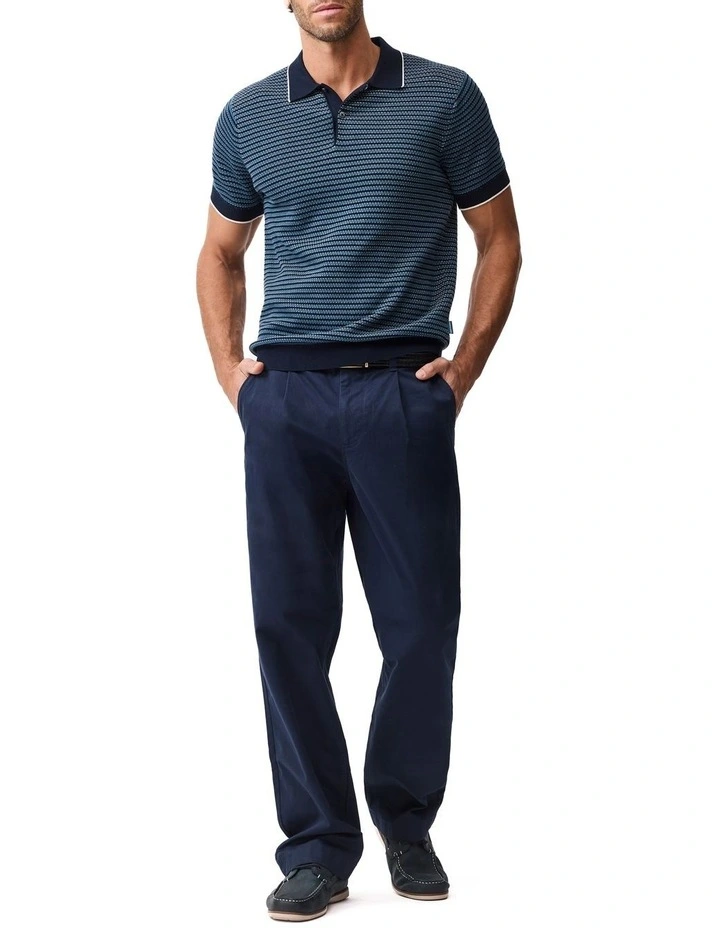 Oyster Island Knit Polo in Teal image 2