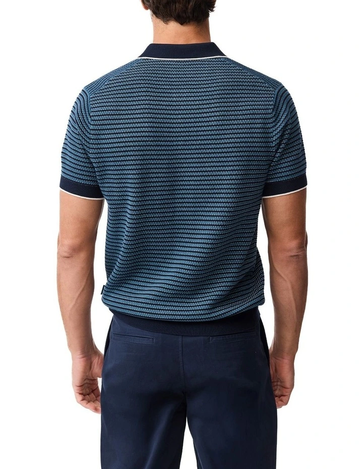 Oyster Island Knit Polo in Teal image 3