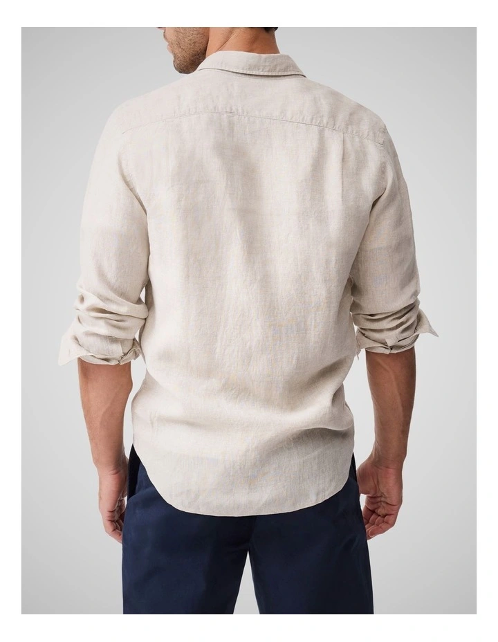 Coromandel 2 Long Sleeve Sports Fit Shirt in Oatmeal image 3