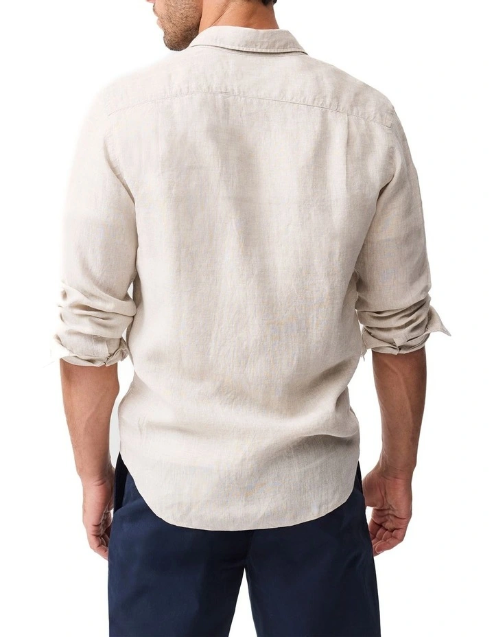 Coromandel 2 Long Sleeve Sports Fit Shirt in Oatmeal image 3