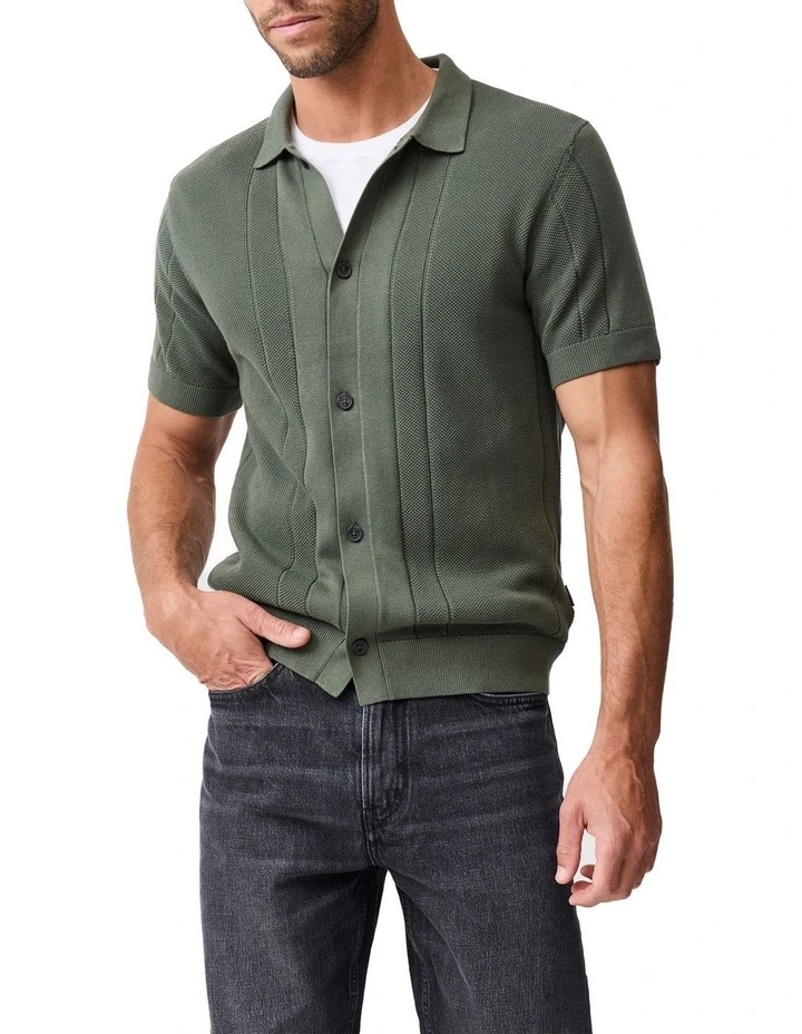 Cobb River Knit Polo Shirt in Forest image 1