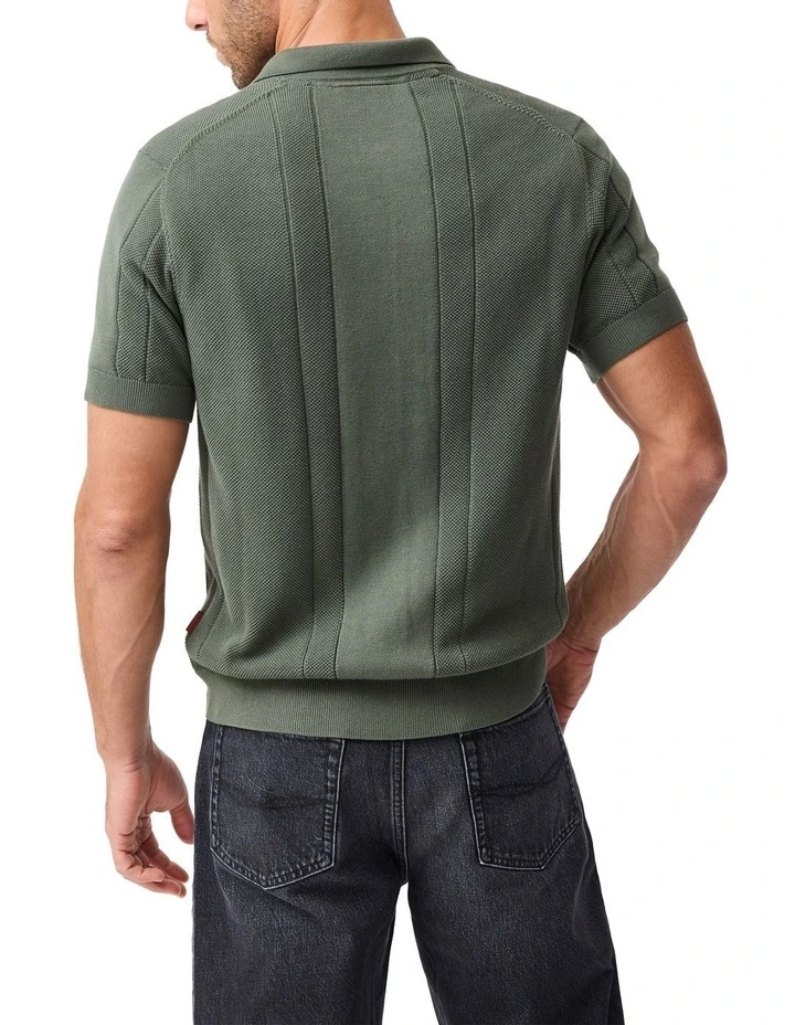 Cobb River Knit Polo Shirt in Forest image 2