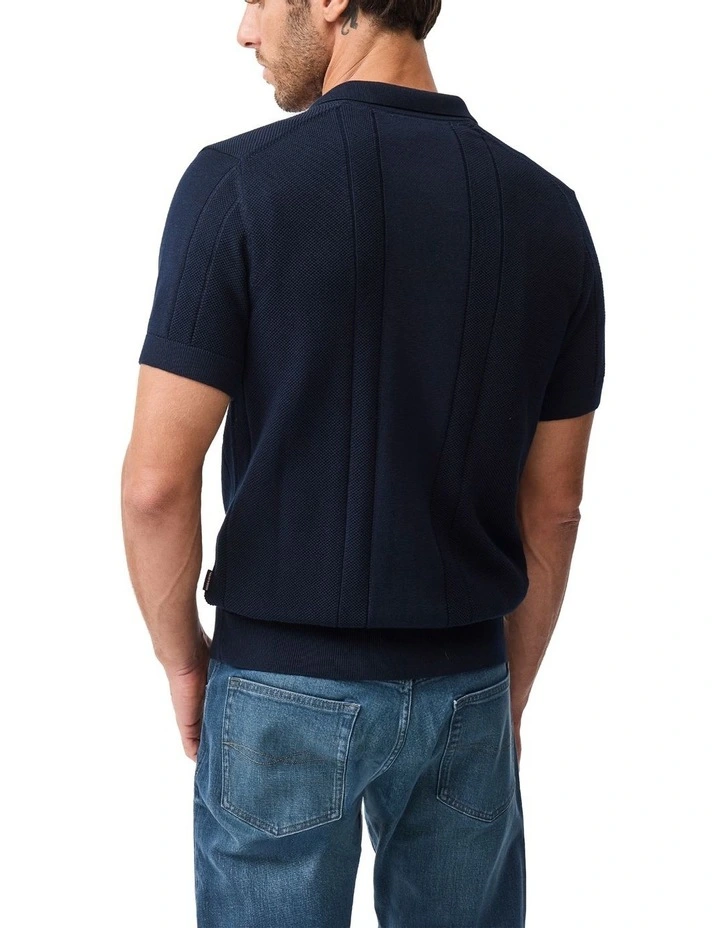 Cobb River Knit Polo Shirt in Midnight image 2