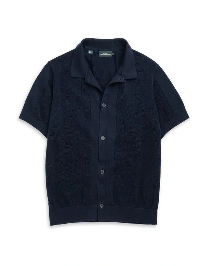 Cobb River Knit Polo Shirt in Midnight image 4
