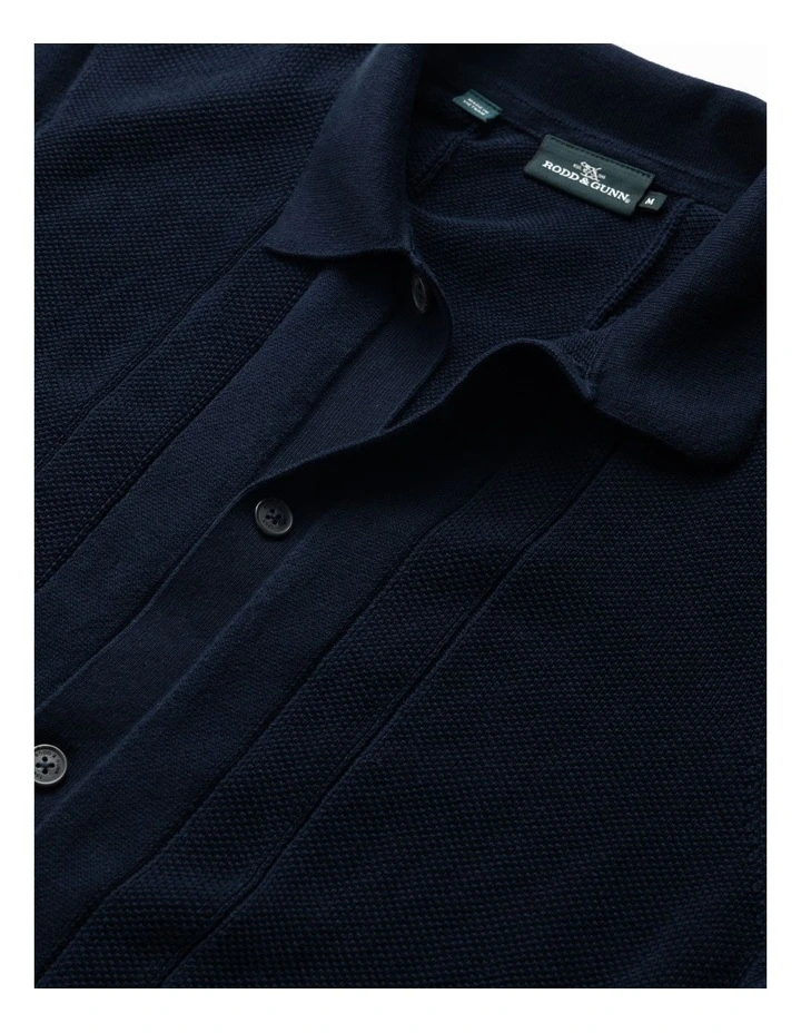 Cobb River Knit Polo Shirt in Midnight image 5