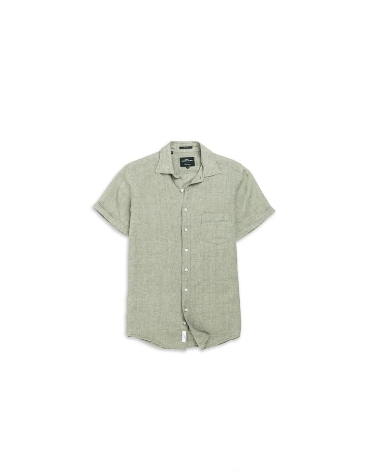 Palm Beach Short Sleeve Sports Fit Shirt  in Sage Grey image 4