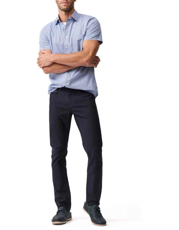 Blumine Short Sleeve Sports Fit Shirt in Indigo image 2