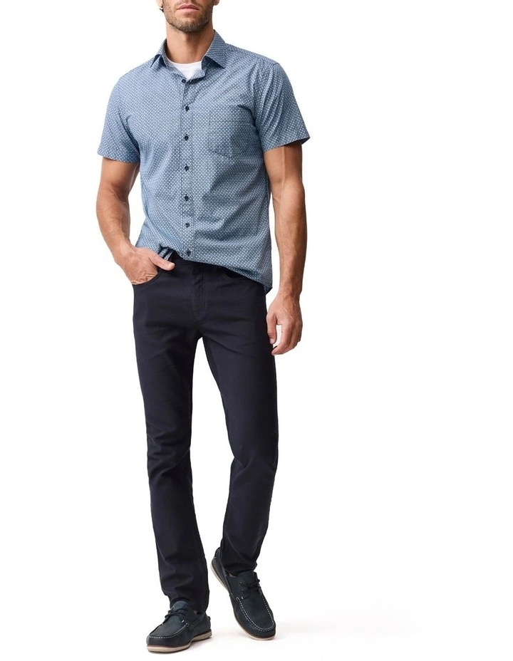 Chartwell Short Sleeve Sports Fit Shirt in Navy image 2