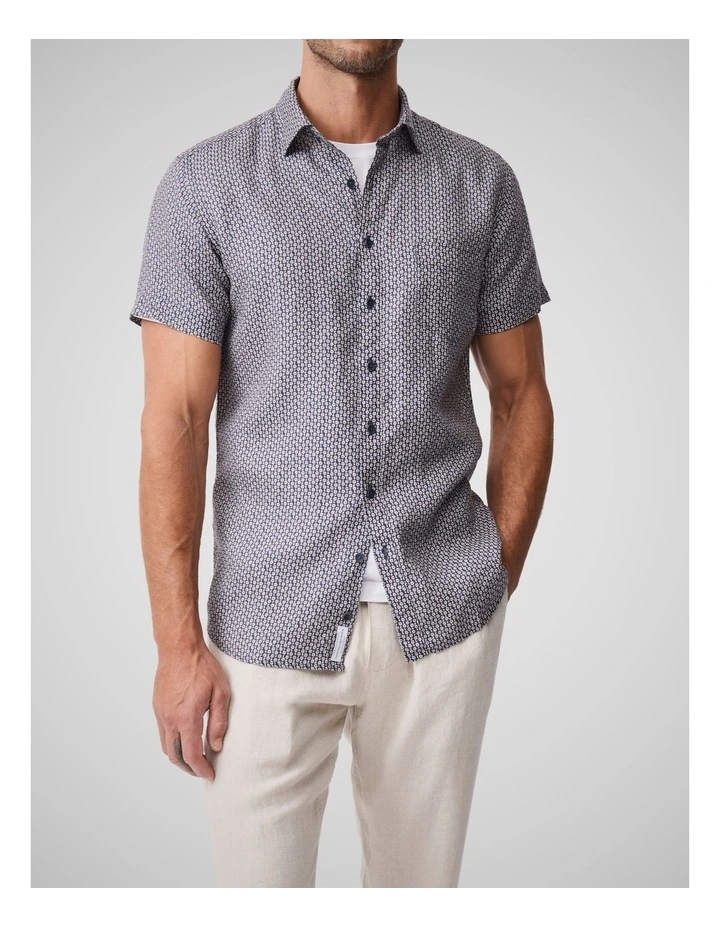 Featherson Short Sleeve Sports Fit Shirt in Bluestone image 1