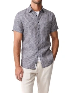 Featherson Short Sleeve Sports Fit Shirt in Bluestone