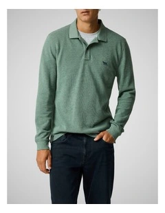 Long Sleeve Gunn Sports Fit Polo in Fern