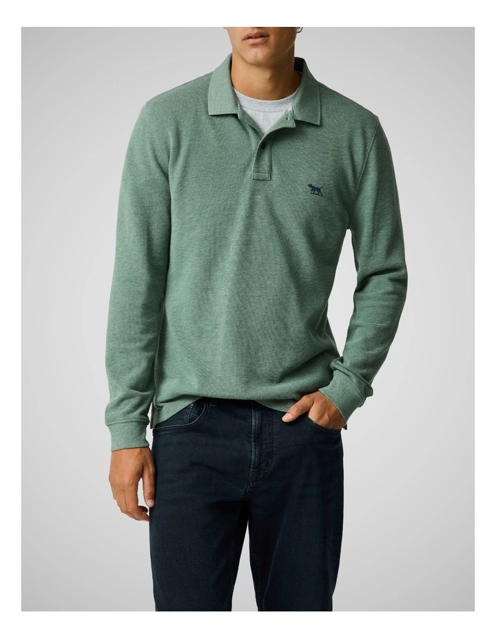 Long Sleeve Gunn Sports Fit Polo in Fern image 1