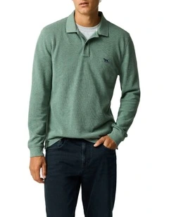 Long Sleeve Gunn Sports Fit Polo in Fern