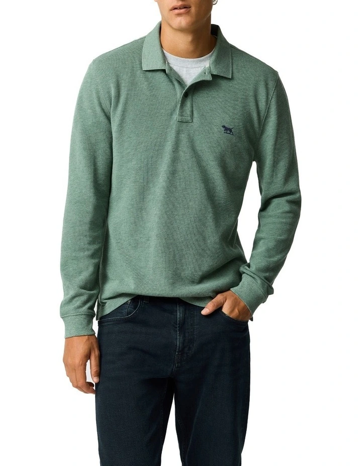 Long Sleeve Gunn Sports Fit Polo in Fern image 1