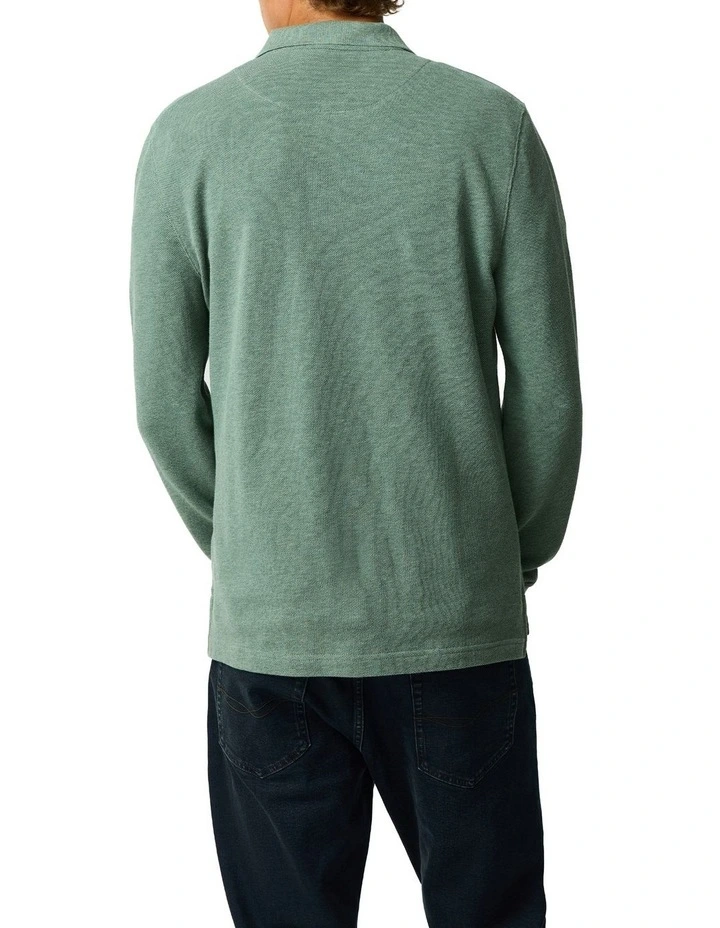 Long Sleeve Gunn Sports Fit Polo in Fern image 2