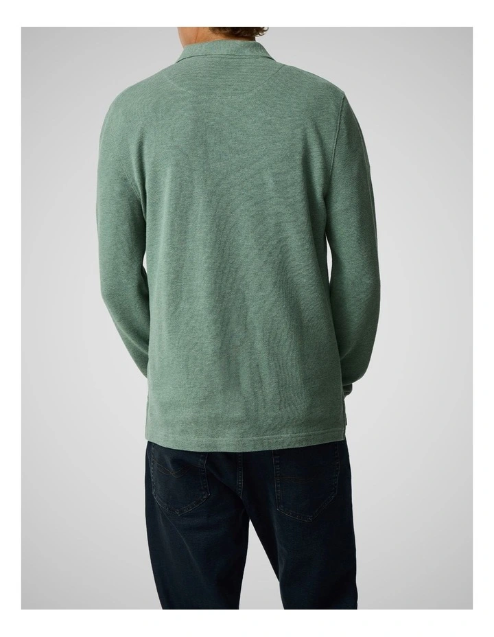 Long Sleeve Gunn Sports Fit Polo in Fern image 3