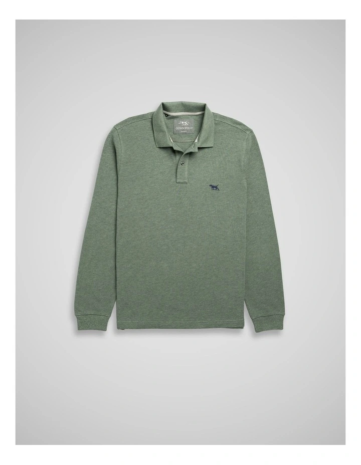 Long Sleeve Gunn Sports Fit Polo in Fern image 4