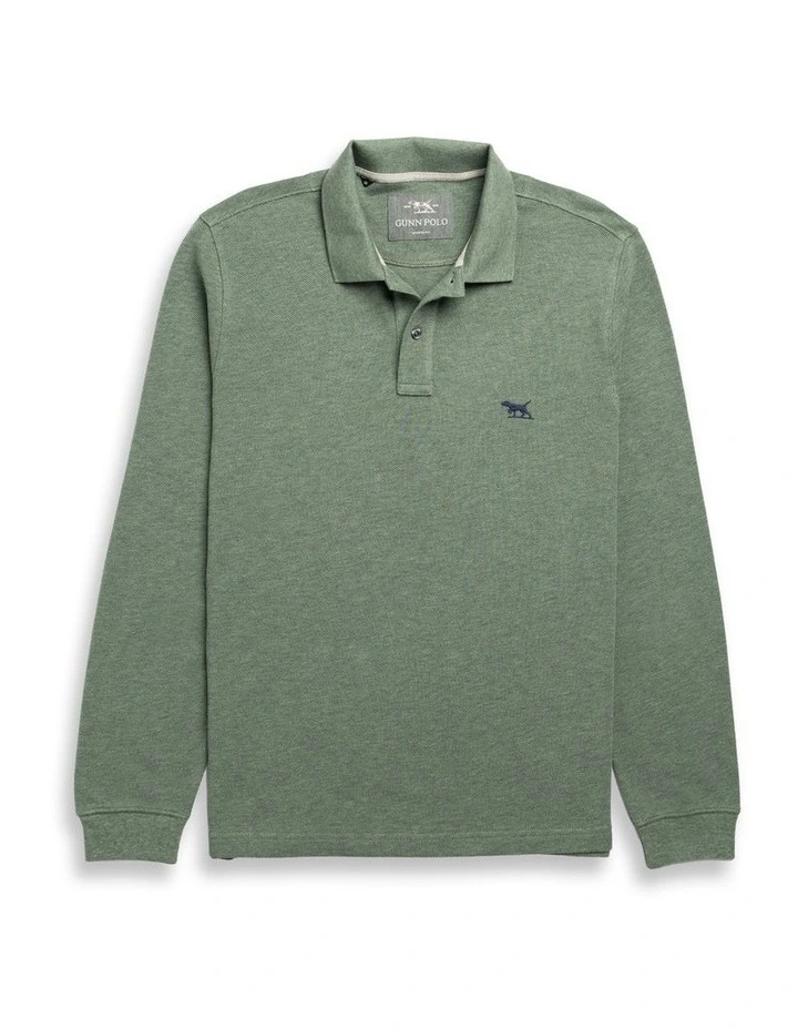 Long Sleeve Gunn Sports Fit Polo in Fern image 4
