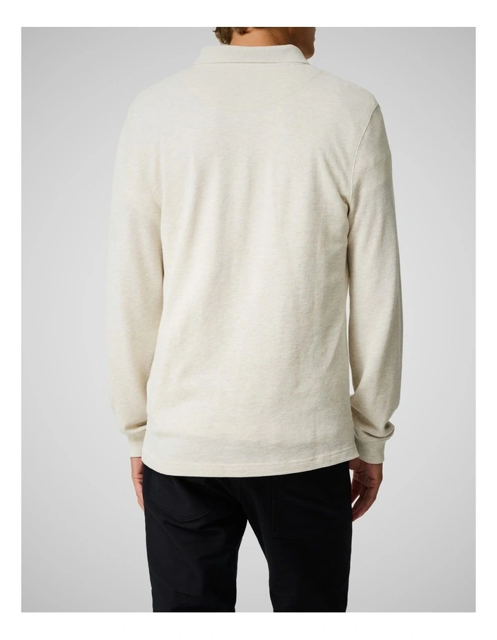 Long Sleeve Gunn Sports Fit Polo in Natural image 3