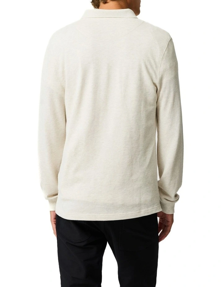 Long Sleeve Gunn Sports Fit Polo in Natural image 3