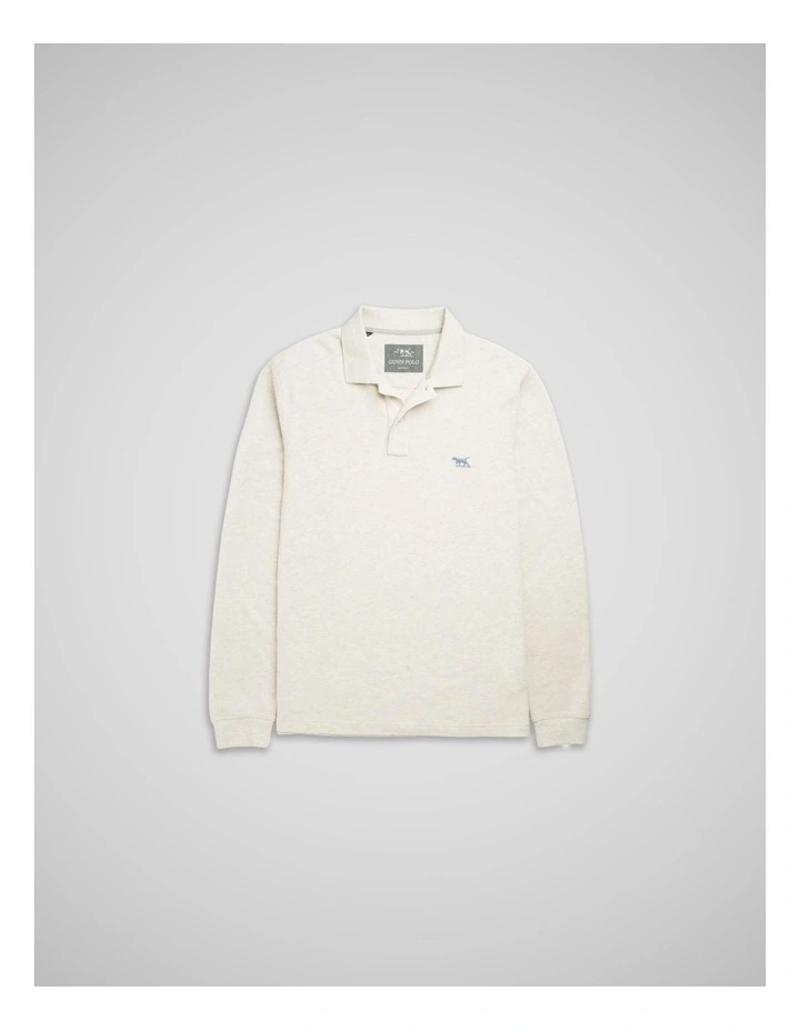 Long Sleeve Gunn Sports Fit Polo in Natural image 4