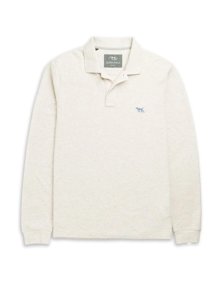 Long Sleeve Gunn Sports Fit Polo in Natural image 4