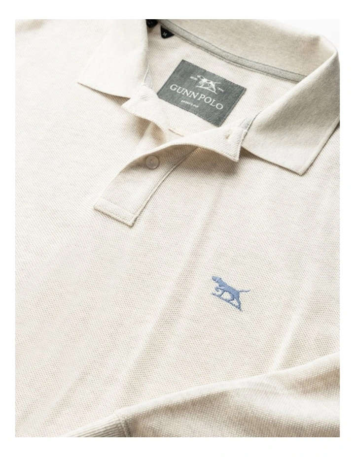 Long Sleeve Gunn Sports Fit Polo in Natural image 5