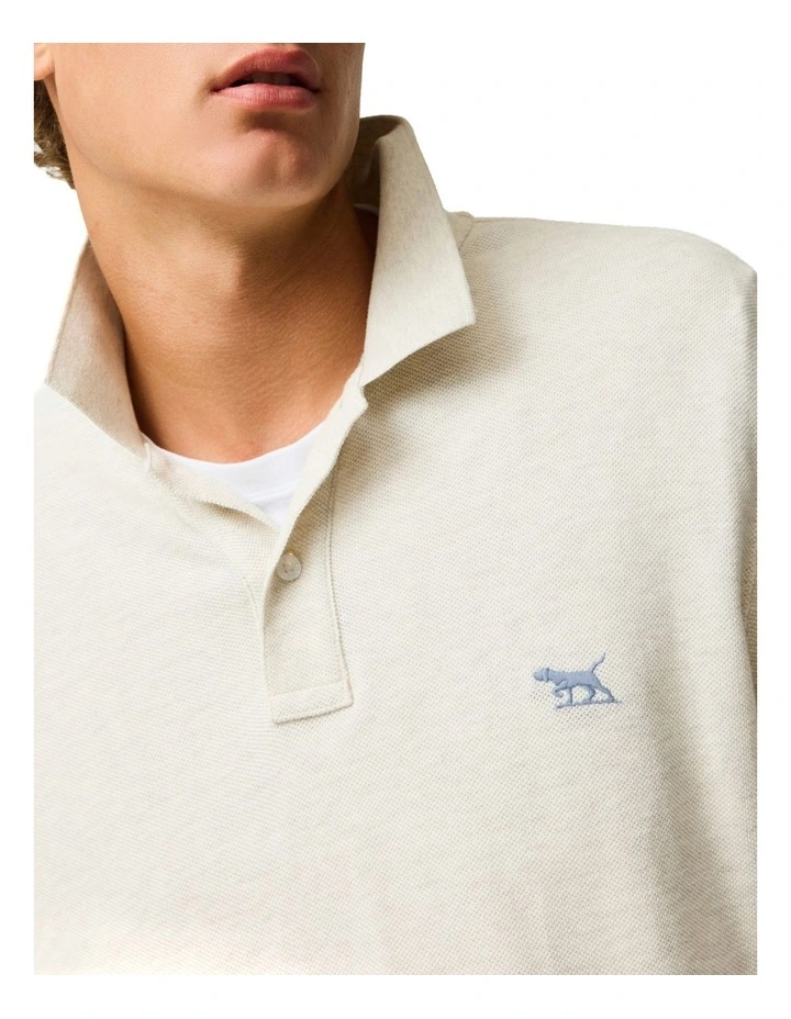 Long Sleeve Gunn Sports Fit Polo in Natural image 6