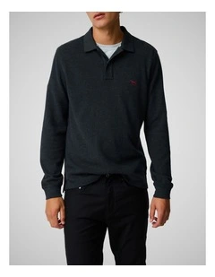 Long Sleeve Gunn Sports Fit Polo in Graphite