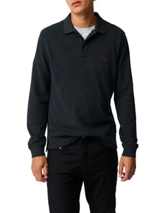 Long Sleeve Gunn Sports Fit Polo in Graphite