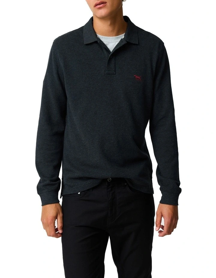 Long Sleeve Gunn Sports Fit Polo in Graphite image 1
