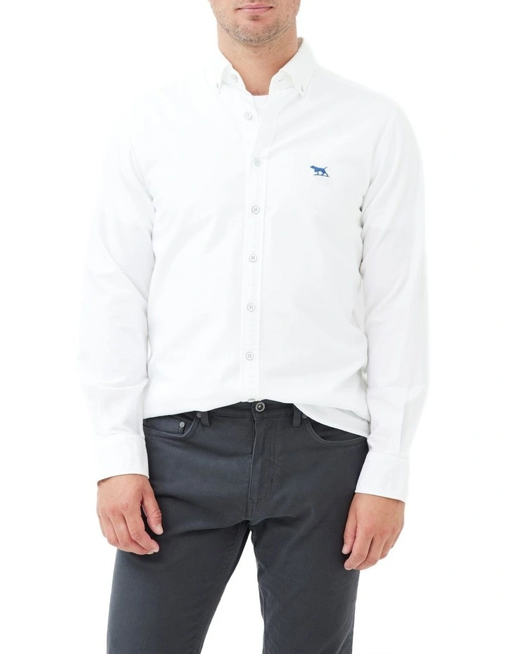 Gunn Oxford Long Sleeve Sports Fit Shirt in Blanc image 1