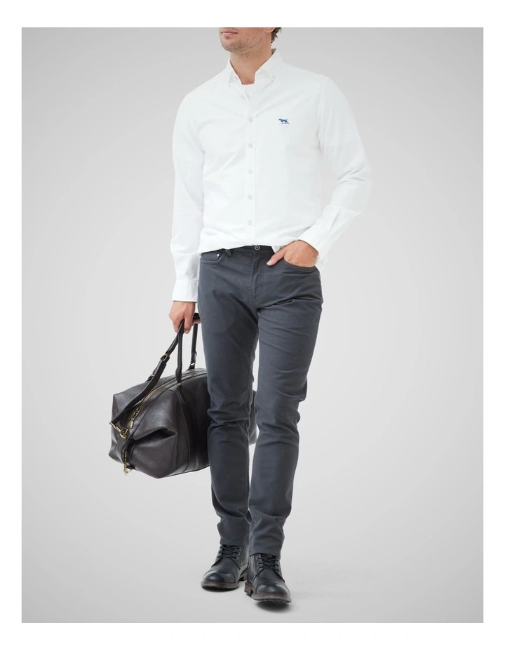 Oxford Long Sleeve Sports Fit Shirt in Blanc image 2