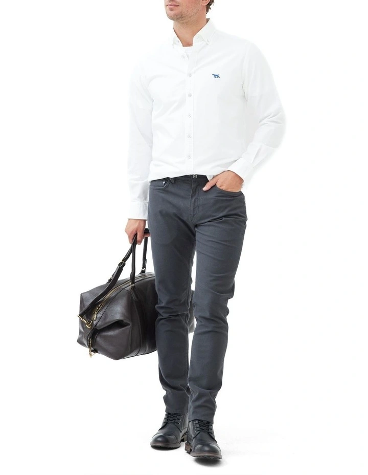 Gunn Oxford Long Sleeve Sports Fit Shirt in Blanc image 2