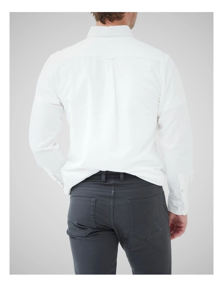 Oxford Long Sleeve Sports Fit Shirt in Blanc image 3