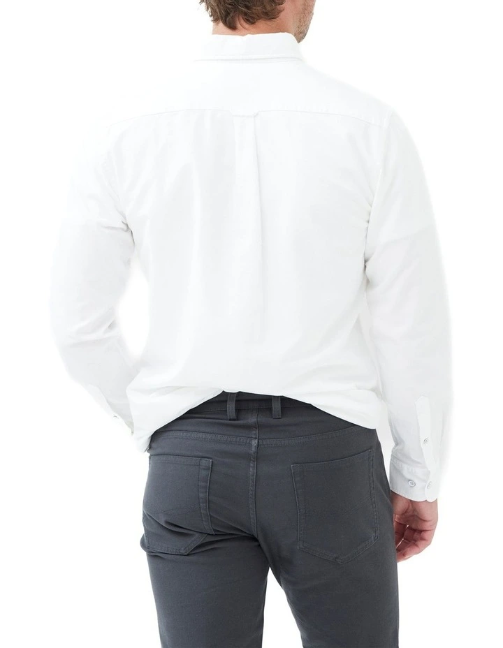 Gunn Oxford Long Sleeve Sports Fit Shirt in Blanc image 3