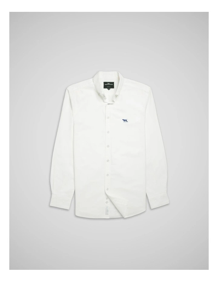Oxford Long Sleeve Sports Fit Shirt in Blanc image 4