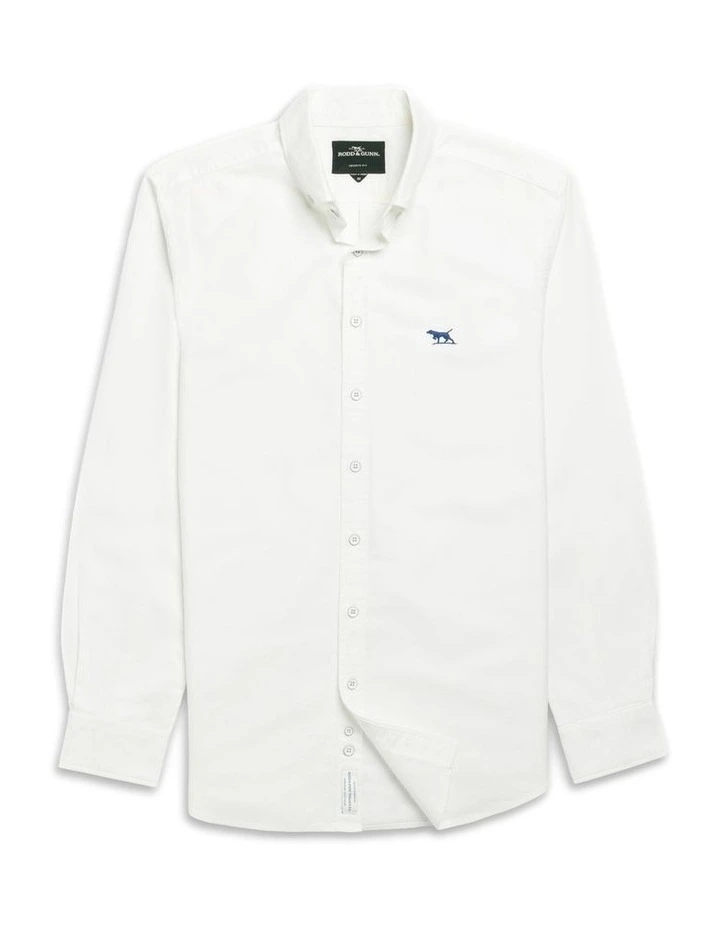 Gunn Oxford Long Sleeve Sports Fit Shirt in Blanc image 4