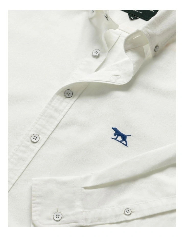 Oxford Long Sleeve Sports Fit Shirt in Blanc image 5