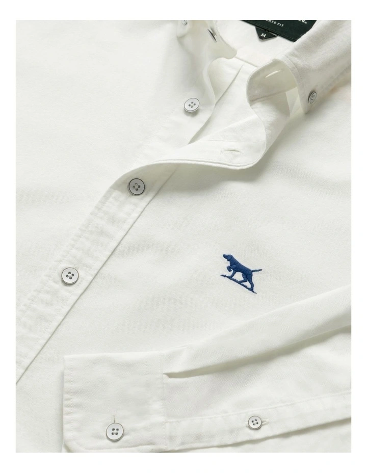 Gunn Oxford Long Sleeve Sports Fit Shirt in Blanc image 5