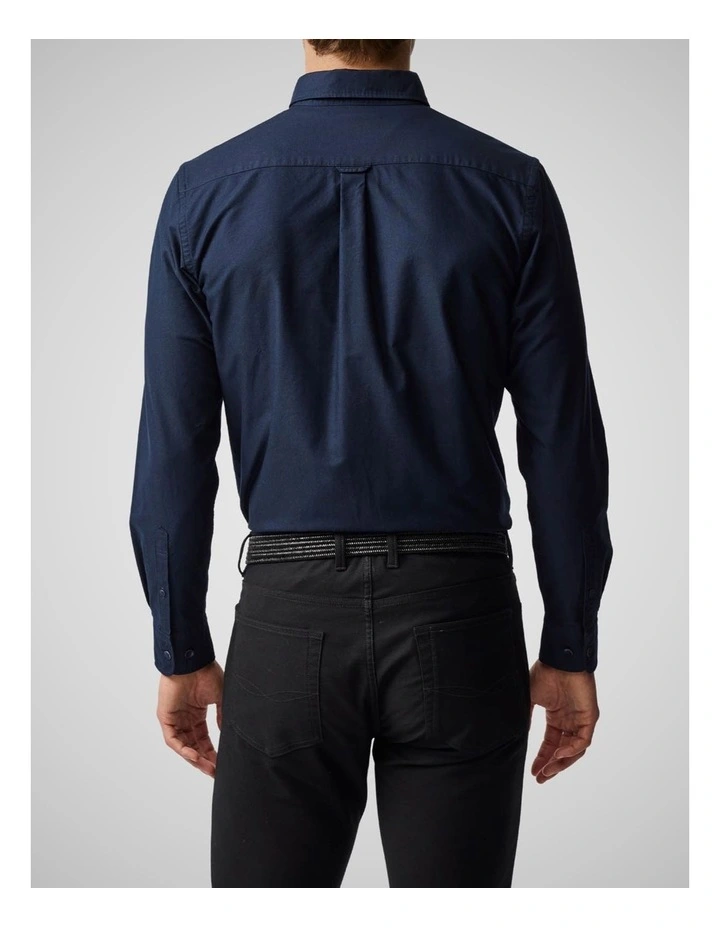 Oxford Long Sleeve Sports Fit Shirt in Ink image 3