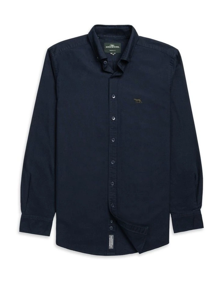 Gunn Oxford Long Sleeve Sports Fit Shirt in Ink image 4