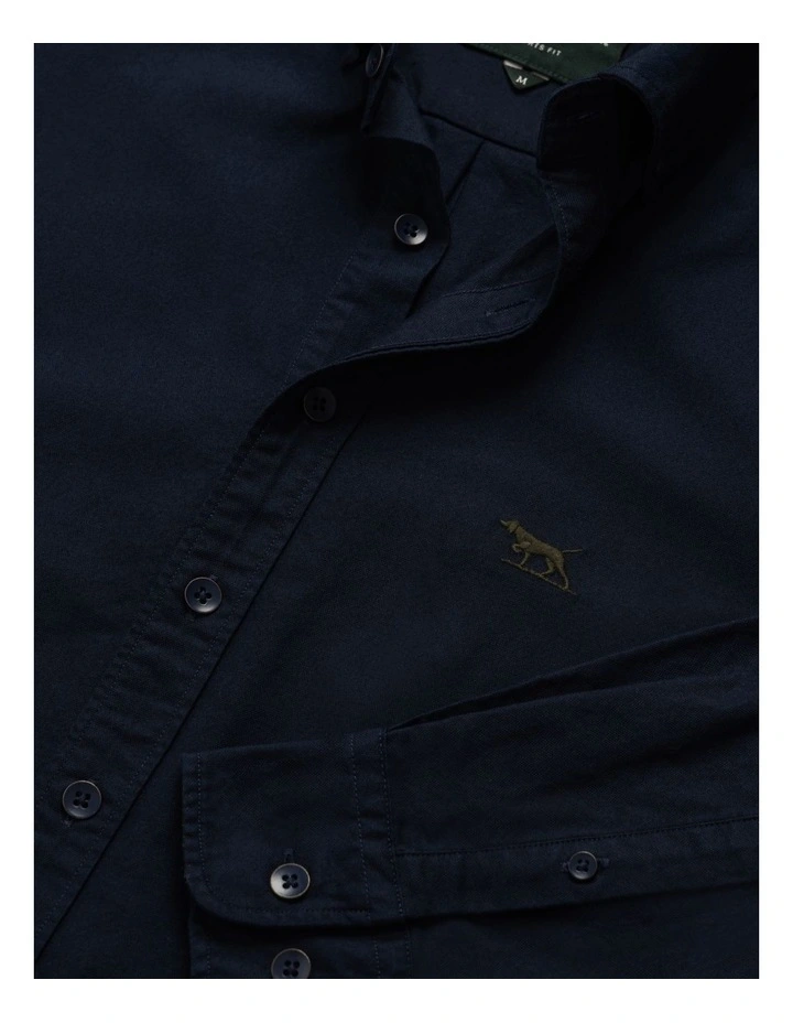 Oxford Long Sleeve Sports Fit Shirt in Ink image 5