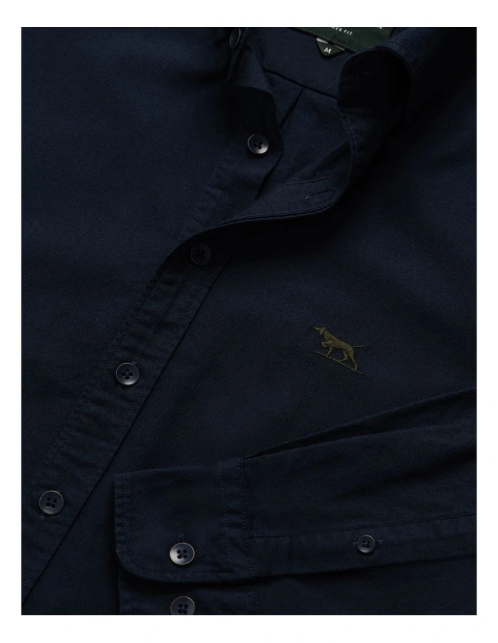 Gunn Oxford Long Sleeve Sports Fit Shirt in Ink image 5