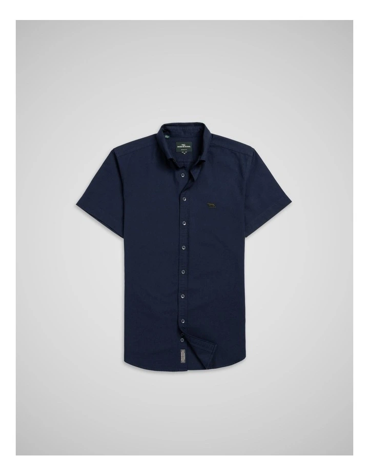 Gunn Oxford Long Sleeve Sports Fit Shirt in Ink image 4